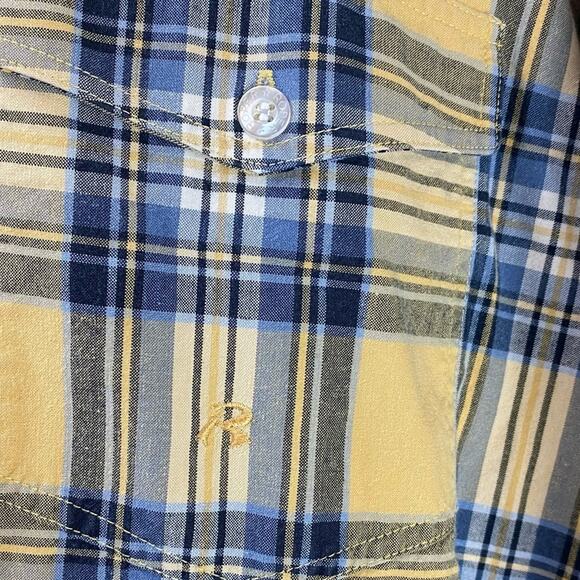 Roper Plaid Button Down Shirt Size XL Blue Tan - Picture 4 of 7